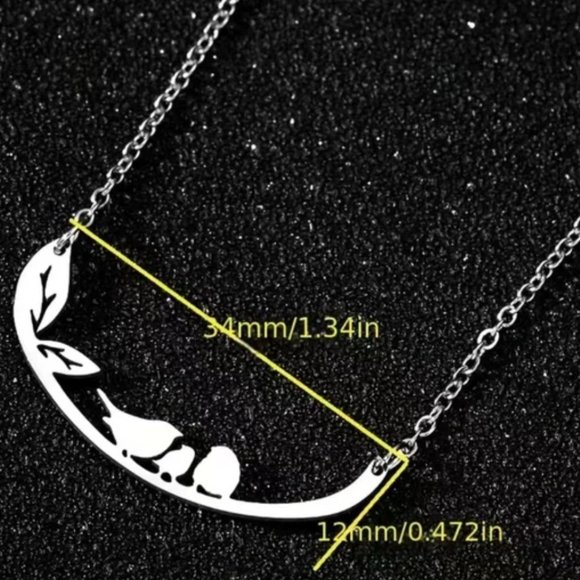 Silver Three Little Birds Necklace stainless 18" NEW! - Picture 4 of 7